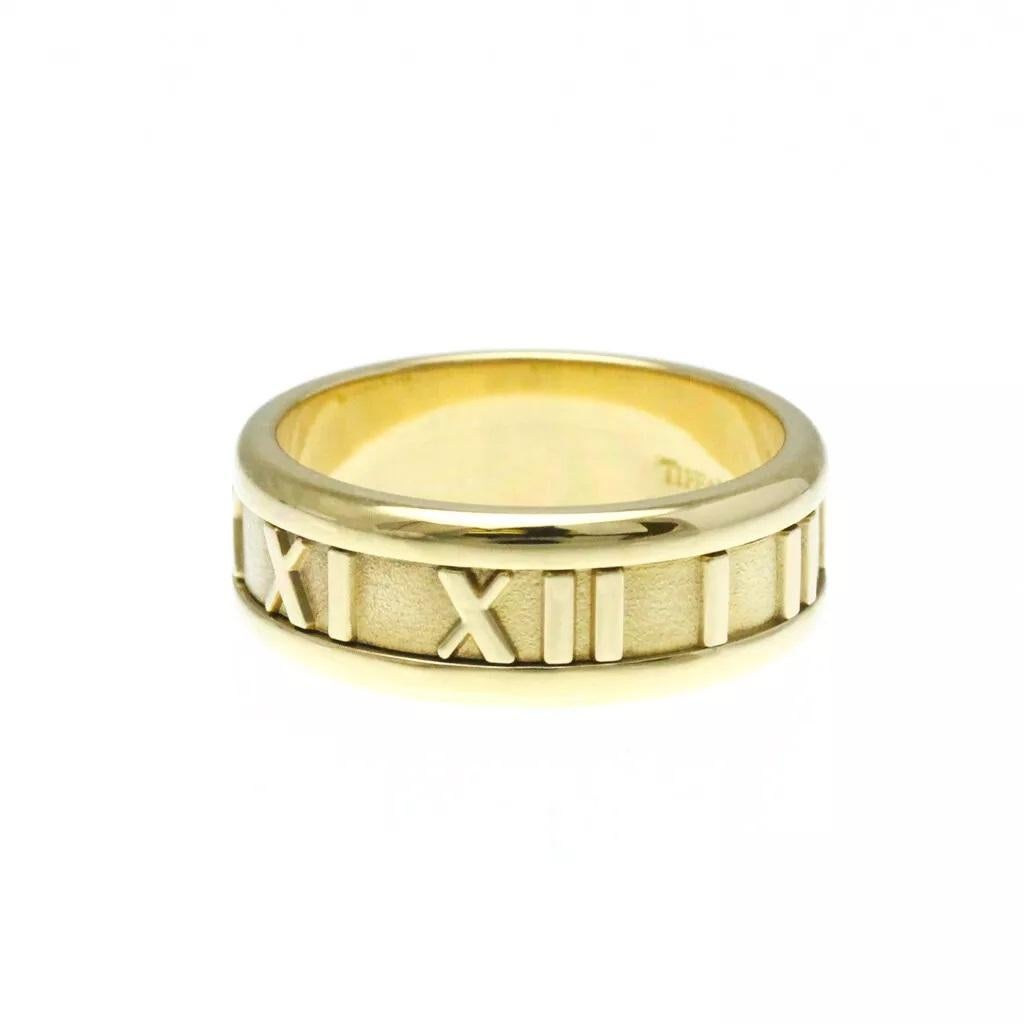 TIFFANY & Co. Atlas 18K Gold 7mm Wide Numeric Ring 7 For Sale 6