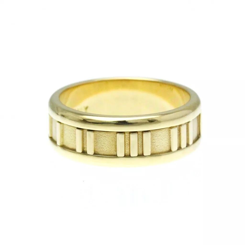 TIFFANY & Co. Atlas 18K Gold 7mm Wide Numeric Ring 7 In Excellent Condition For Sale In Los Angeles, CA