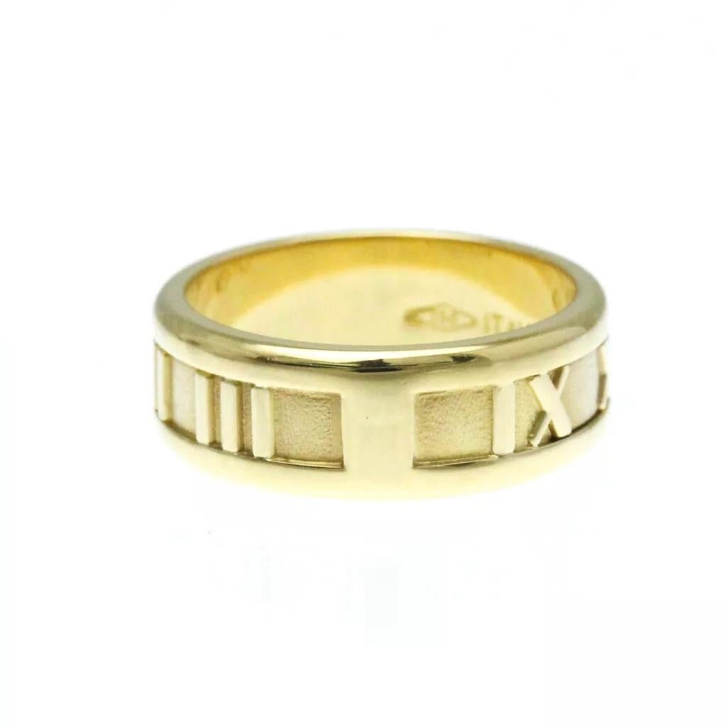 Women's or Men's TIFFANY & Co. Atlas 18K Gold 7mm Wide Numeric Ring 7 For Sale