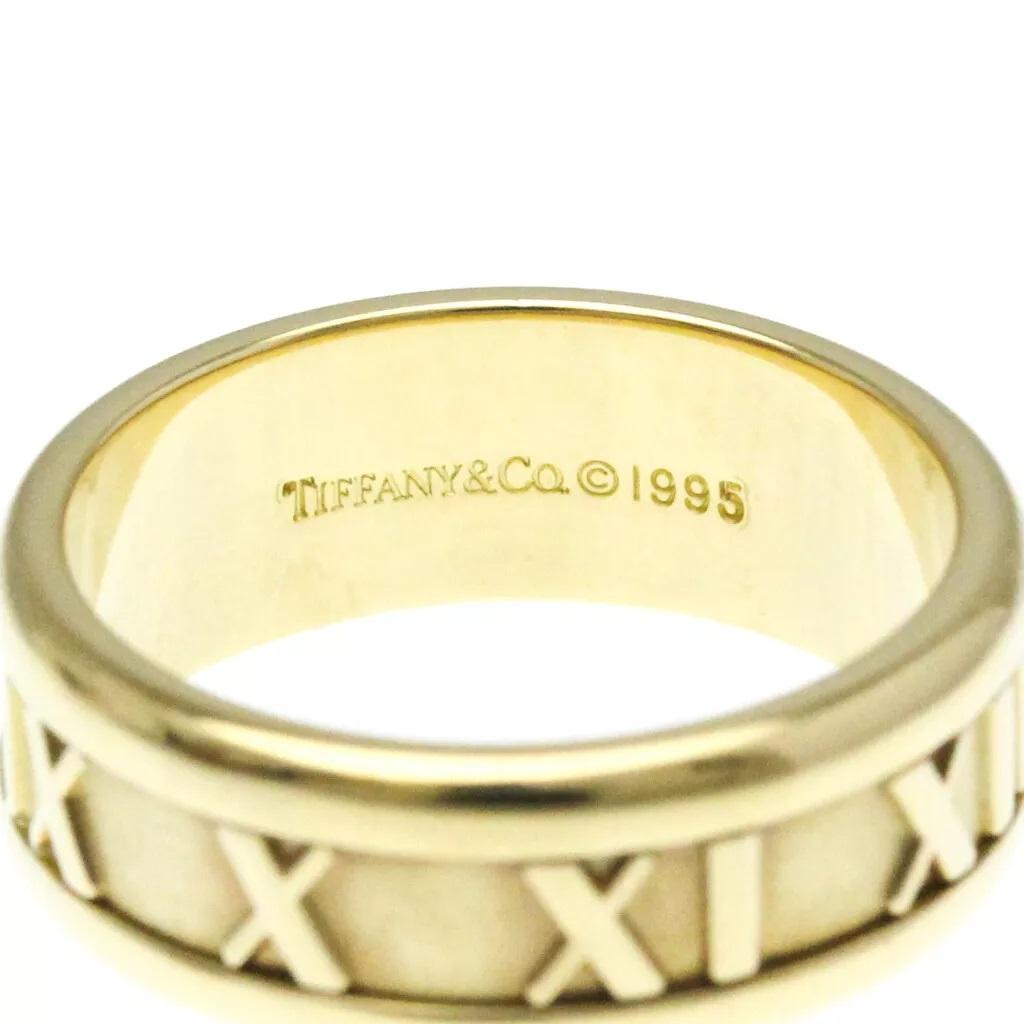 TIFFANY & Co. Atlas 18K Gold 7mm Wide Numeric Ring 7 For Sale 1