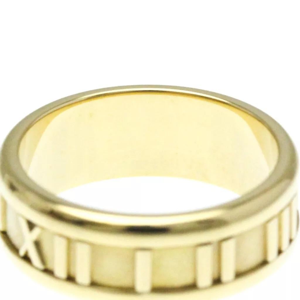 TIFFANY & Co. Atlas 18K Gold 7mm Wide Numeric Ring 7 For Sale 2