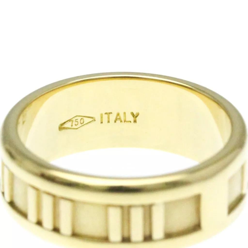 TIFFANY & Co. Atlas 18K Gold 7mm Wide Numeric Ring 7 For Sale 3