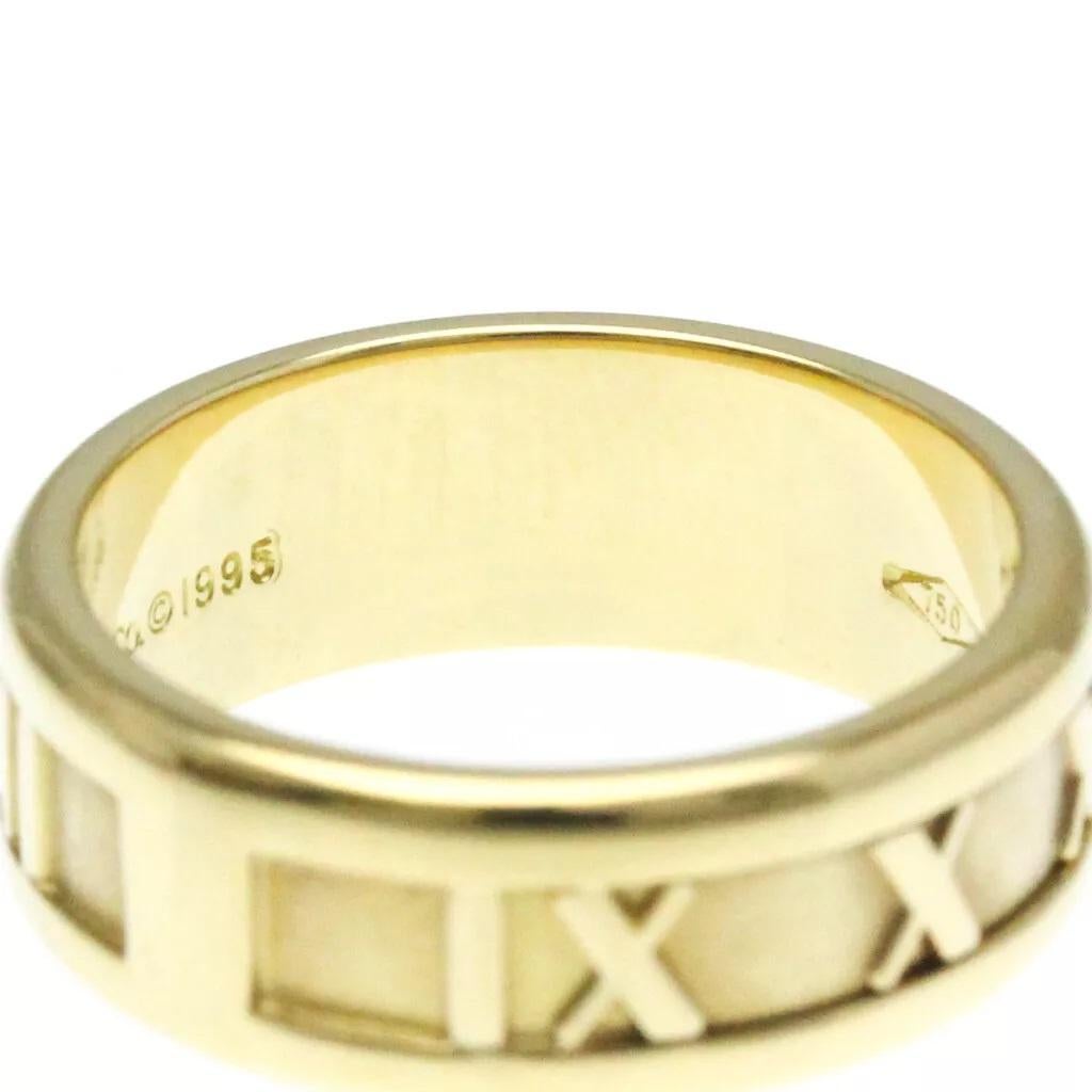 TIFFANY & Co. Atlas 18K Gold 7mm Wide Numeric Ring 7 For Sale 4