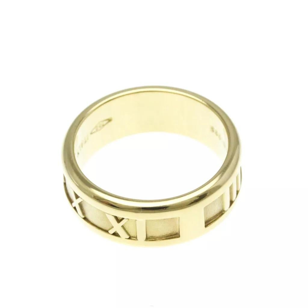 TIFFANY & Co. Atlas 18K Gold 7mm Wide Numeric Ring 7 For Sale 5