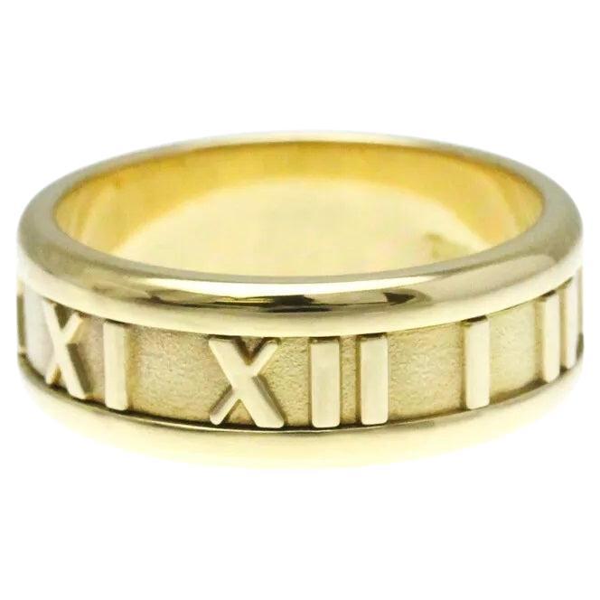 TIFFANY & Co. Atlas 18K Gold 7mm Wide Numeric Ring 7 For Sale