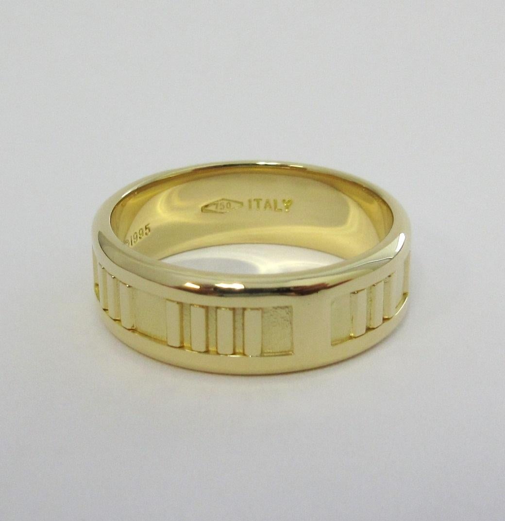 Femenino o masculino TIFFANY & Co. Anillo numérico Atlas de oro de 18 quilates de 7 mm de ancho 9 en venta