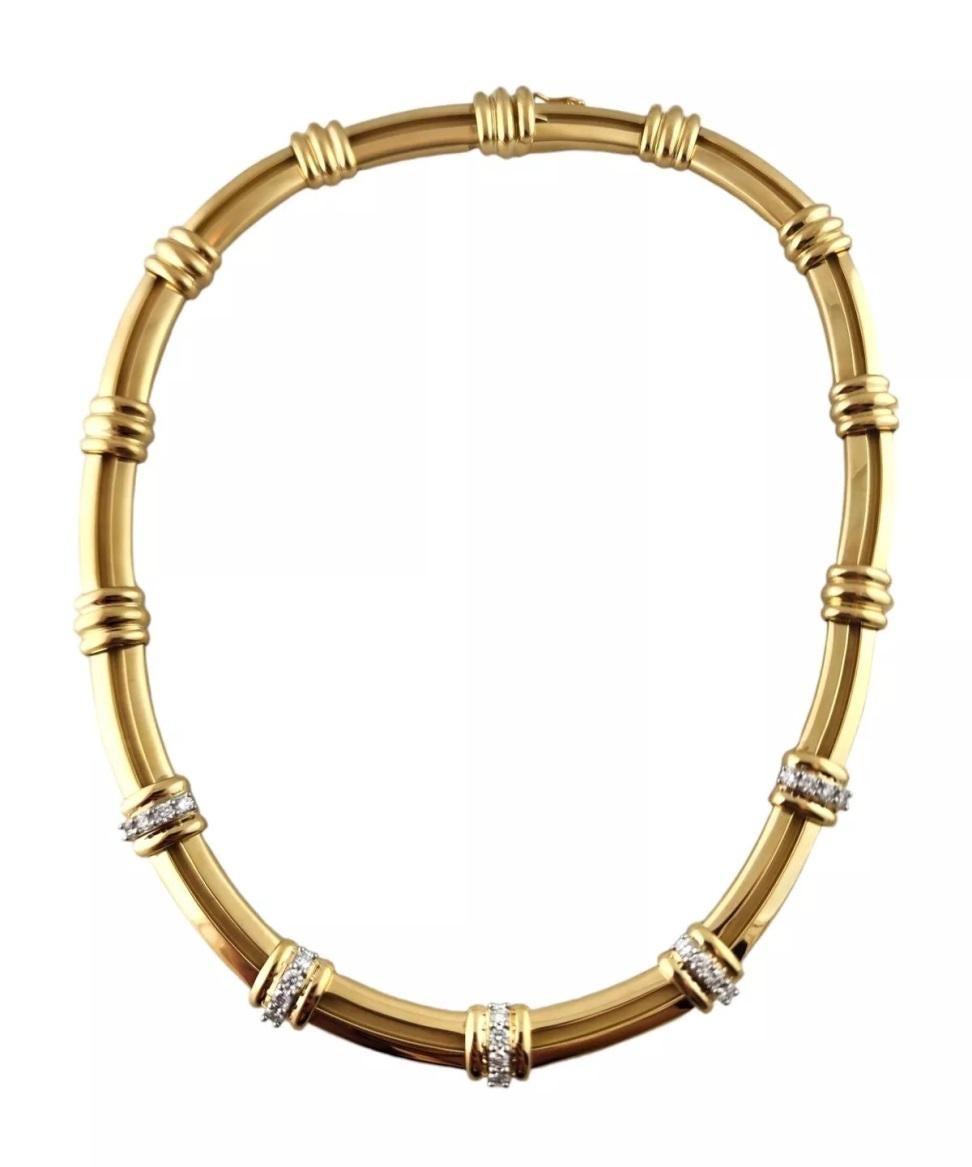 TIFFANY & Co. Atlas 18K Gold Diamond Groove Bar Link Necklace 16
