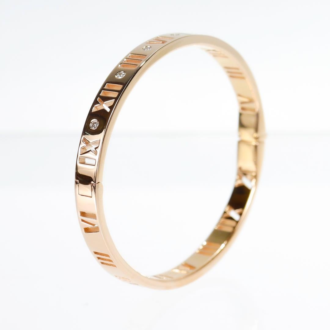 Tiffany & Co. Atlas 18K Rose Gold & Diamant Scharnier-Armband (Rundschliff)