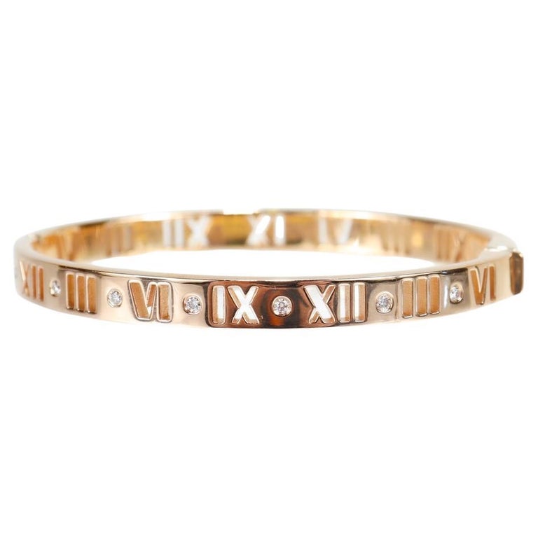 Tiffany and Atlas 18K Rose Gold and Diamond Hinged Bangle