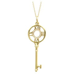 TIFFANY & Co. Atlas 18K Gold Diamond Key Pendant Necklace