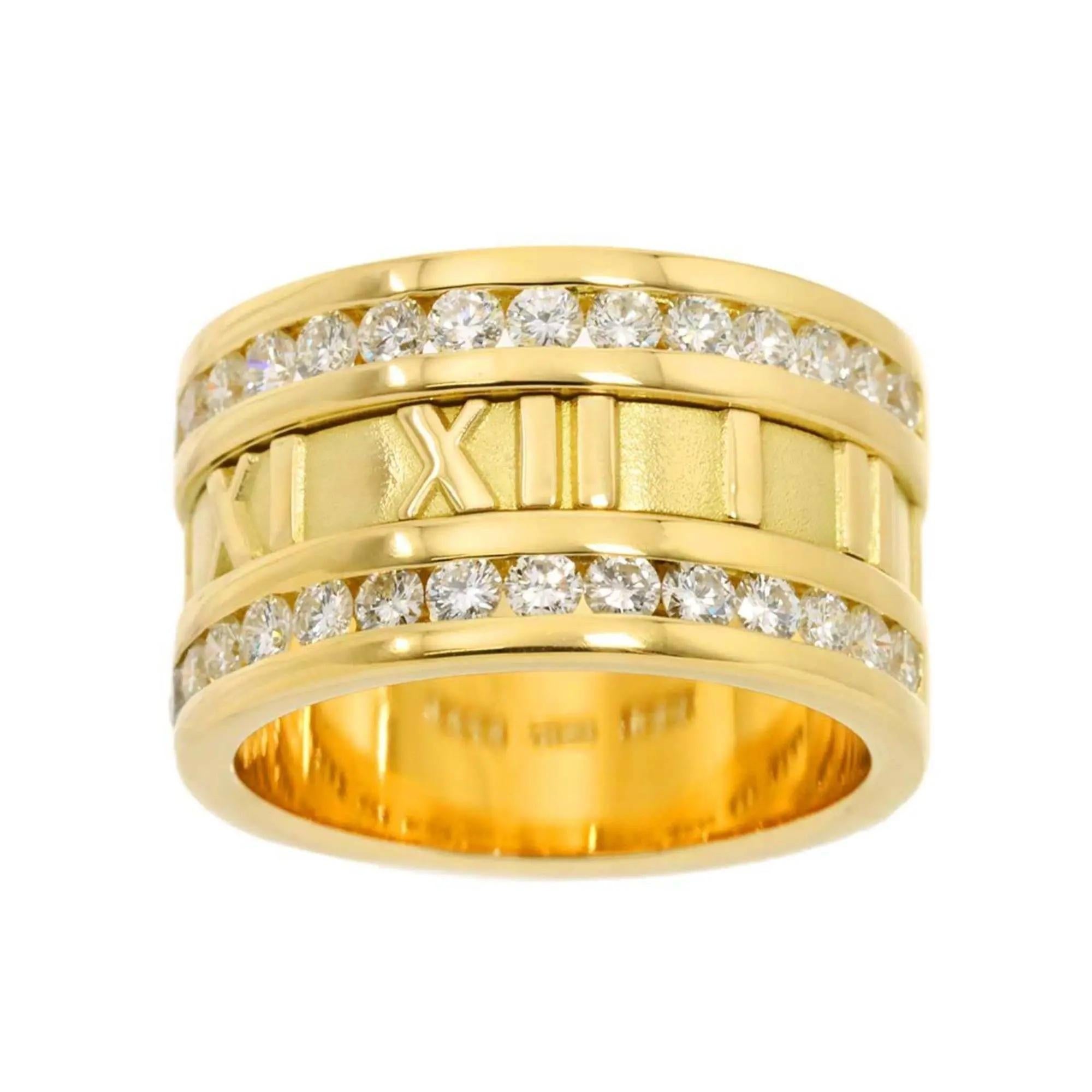 TIFFANY & Co. Anello Atlas in oro 18K con diamante a metà cerchio da 12 mm 6,5 In condizioni ottime in vendita a Los Angeles, CA