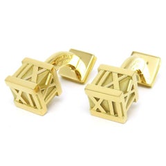 TIFFANY & Co. Atlas 18K Gold Numeric Cube Cuff Links Cufflinks