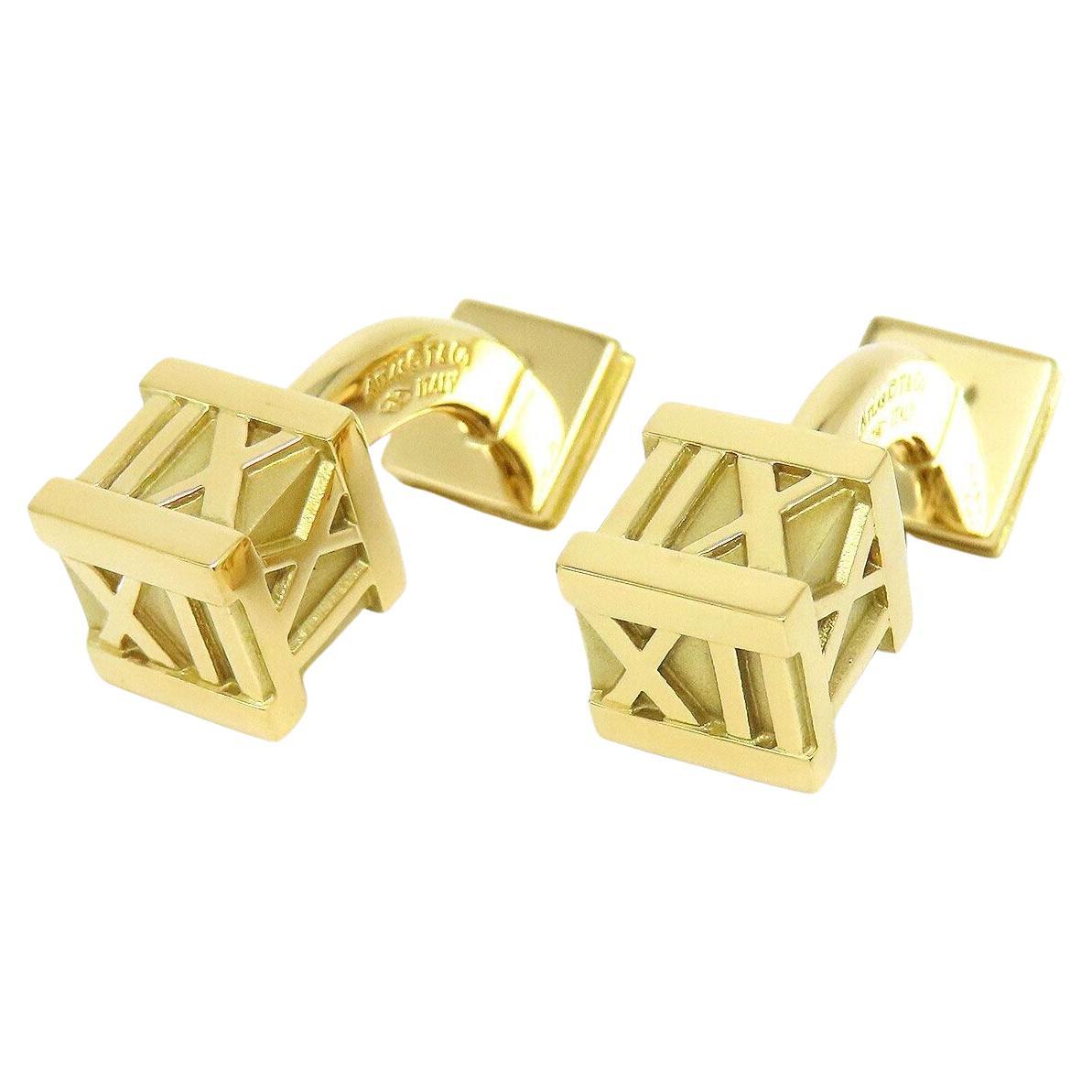 TIFFANY & Co. Atlas 18K Gold Numeric Cube Cuff Links Cufflinks