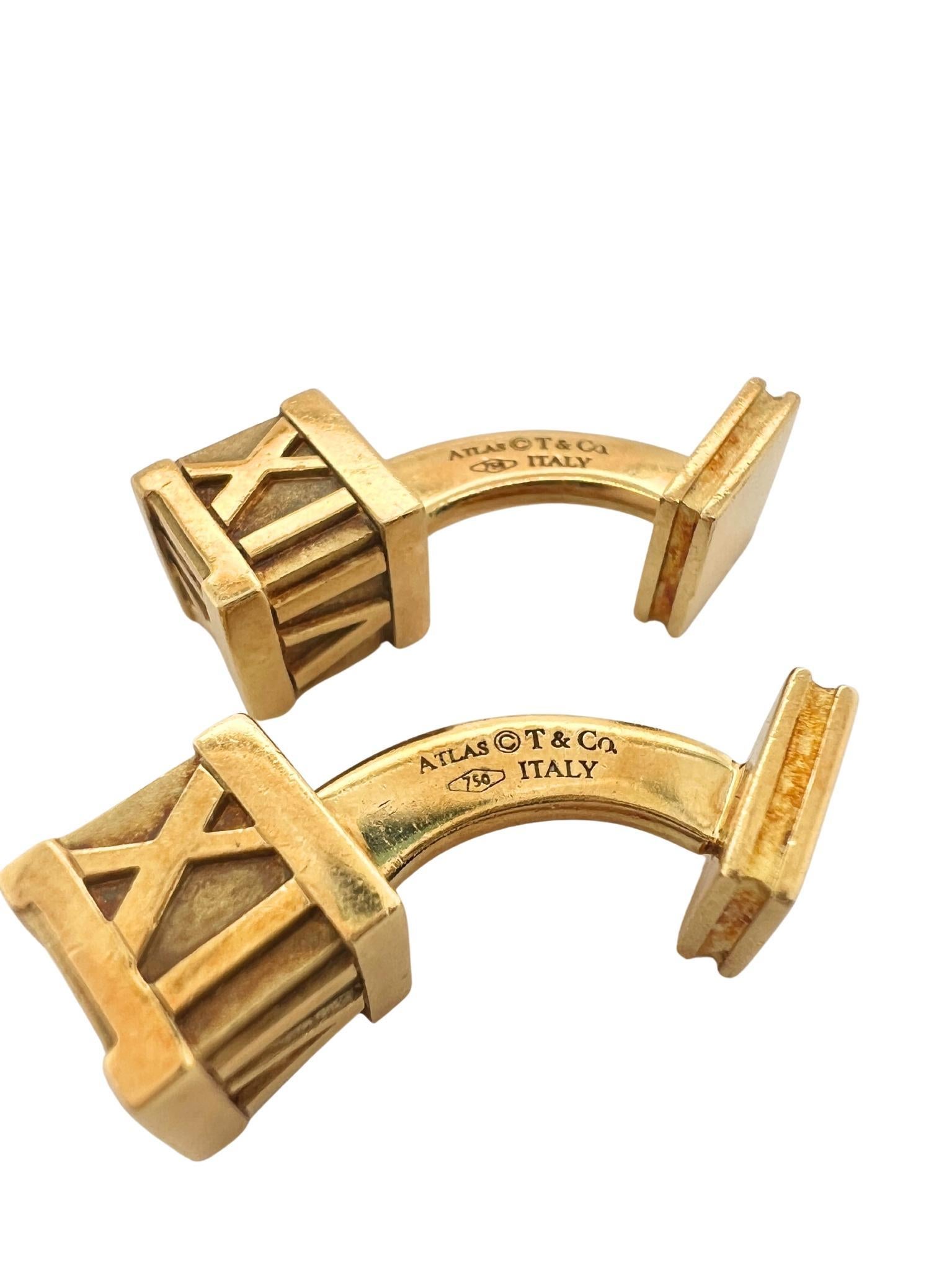 TIFFANY & Co. Atlas 18K Gold Numeric Cube Cufflinks For Sale 1