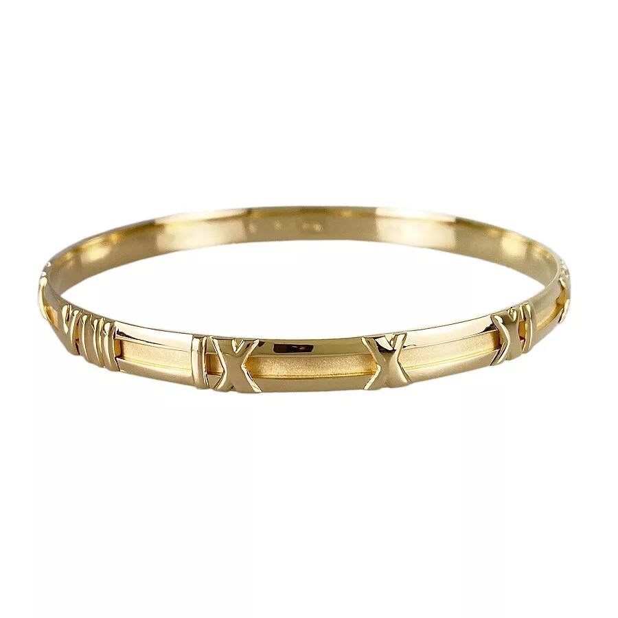 TIFFANY & Co. Atlas 18K Gold Numeric Groove Bangle Bracelet In Excellent Condition In Los Angeles, CA