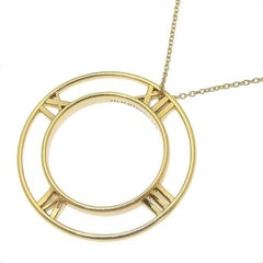 TIFFANY & CO. Atlas 18K Gold Open Medallion Pendant Necklace Large