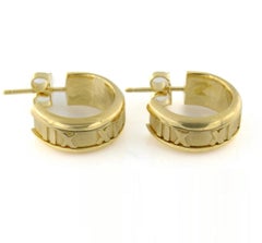 TIFFANY & Co. Atlas 18K Gold Roman Numeral Hoop Earrings
