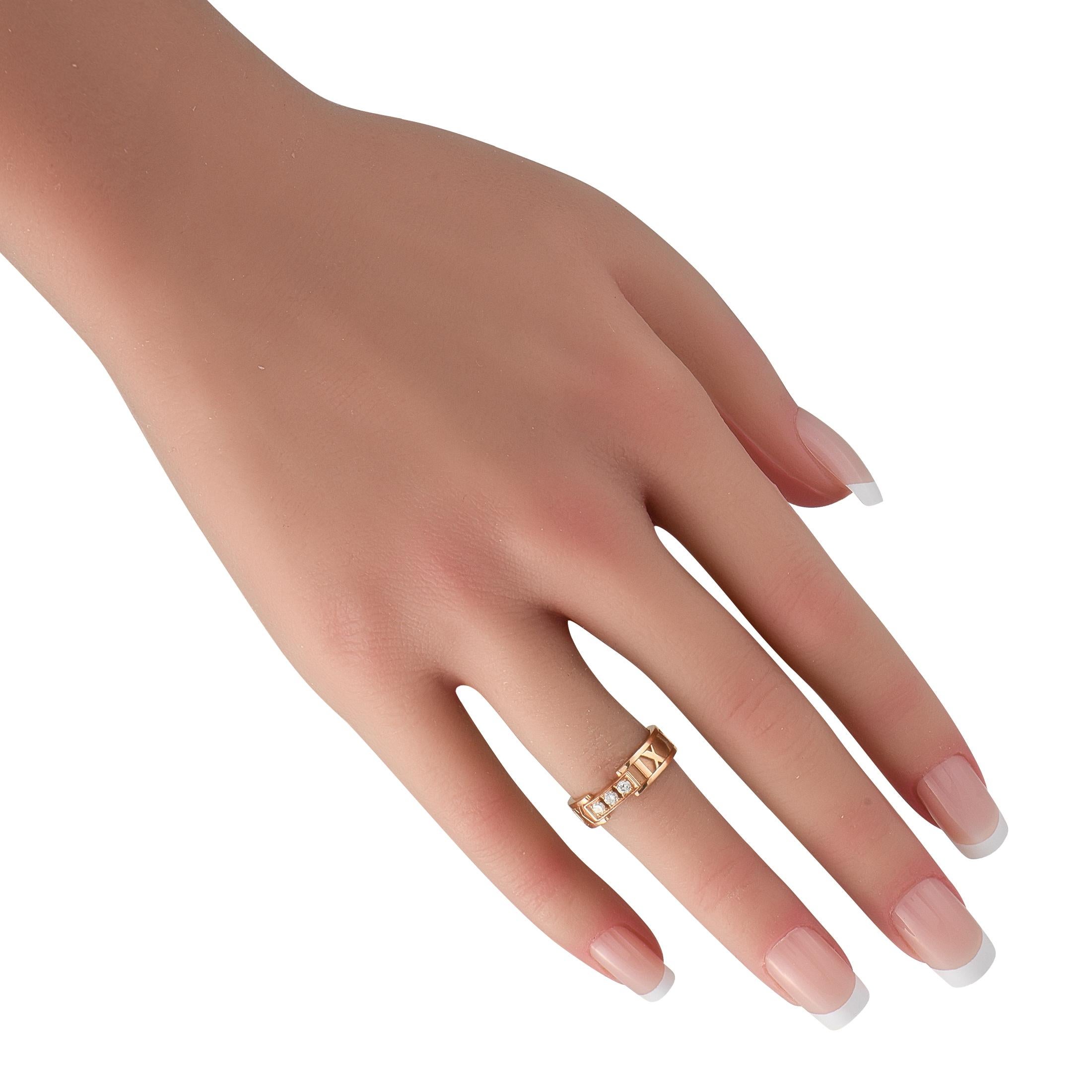 Round Cut Tiffany & Co. Atlas 18K Rose Gold 0.15ct Diamond Ring For Sale