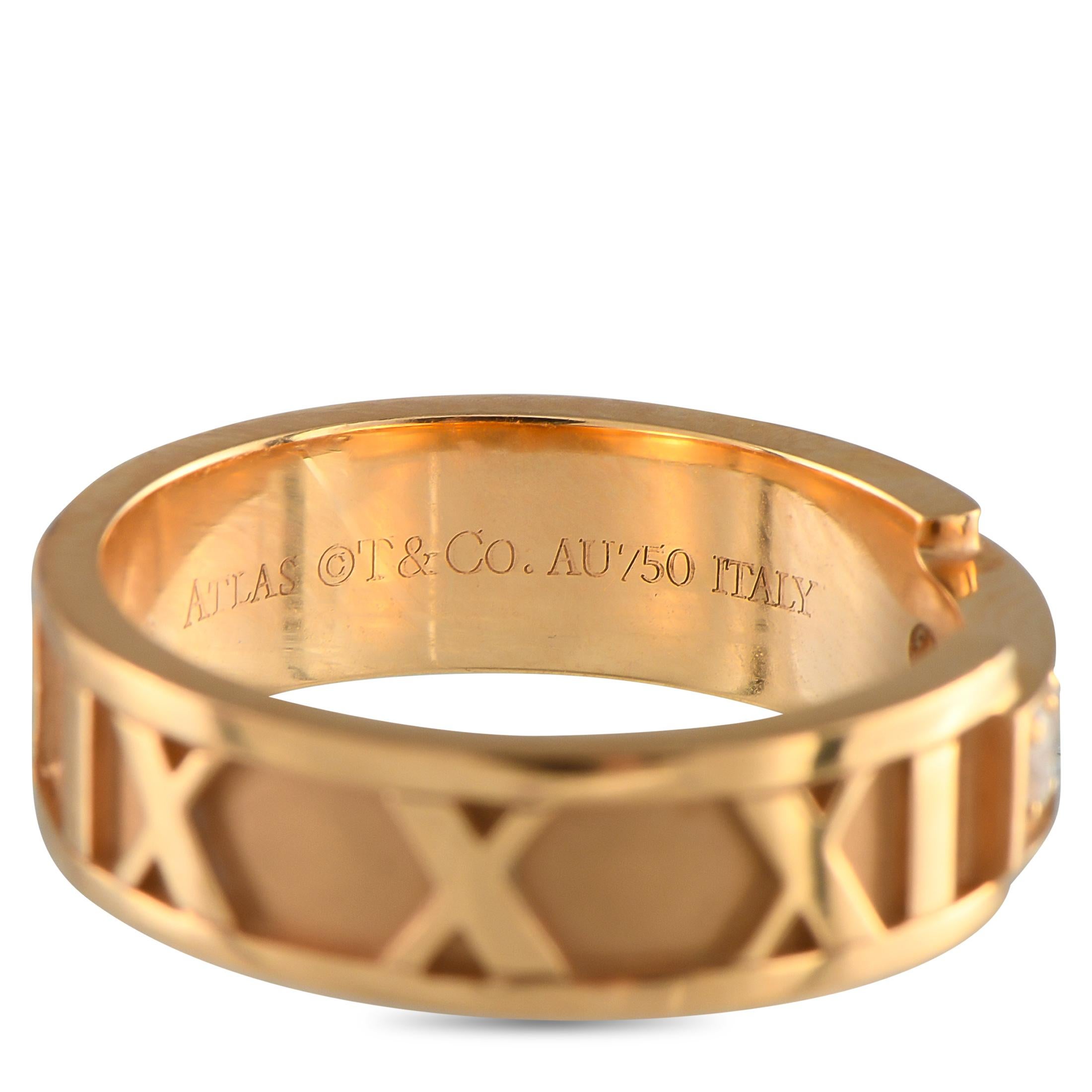 Tiffany & Co. Atlas 18K Rose Gold 0.15ct Diamond Ring In Excellent Condition For Sale In Southampton, PA
