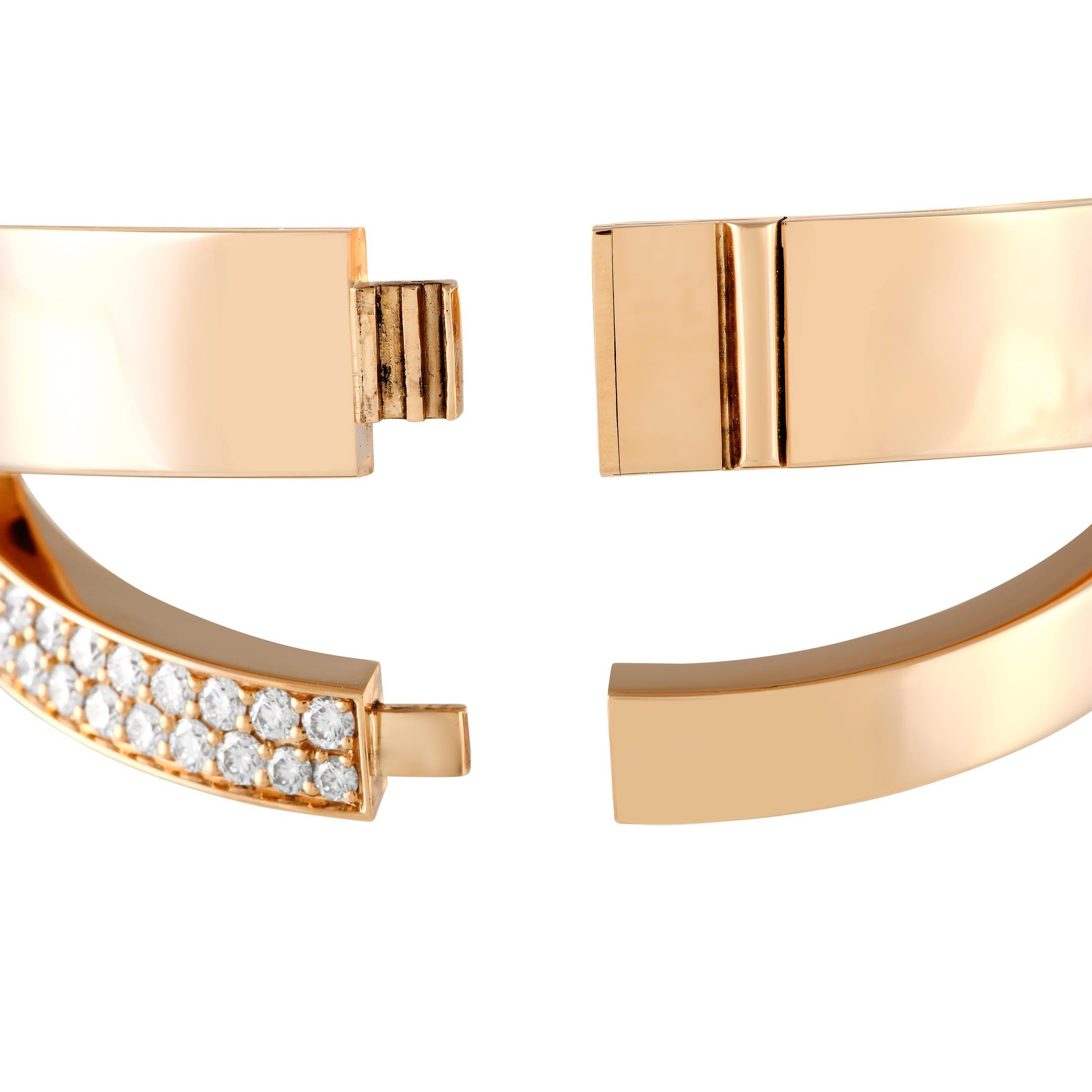 Tiffany & Co. Atlas 18K Roségold Armband mit 2,14 Karat Diamanten (Rundschliff) im Angebot