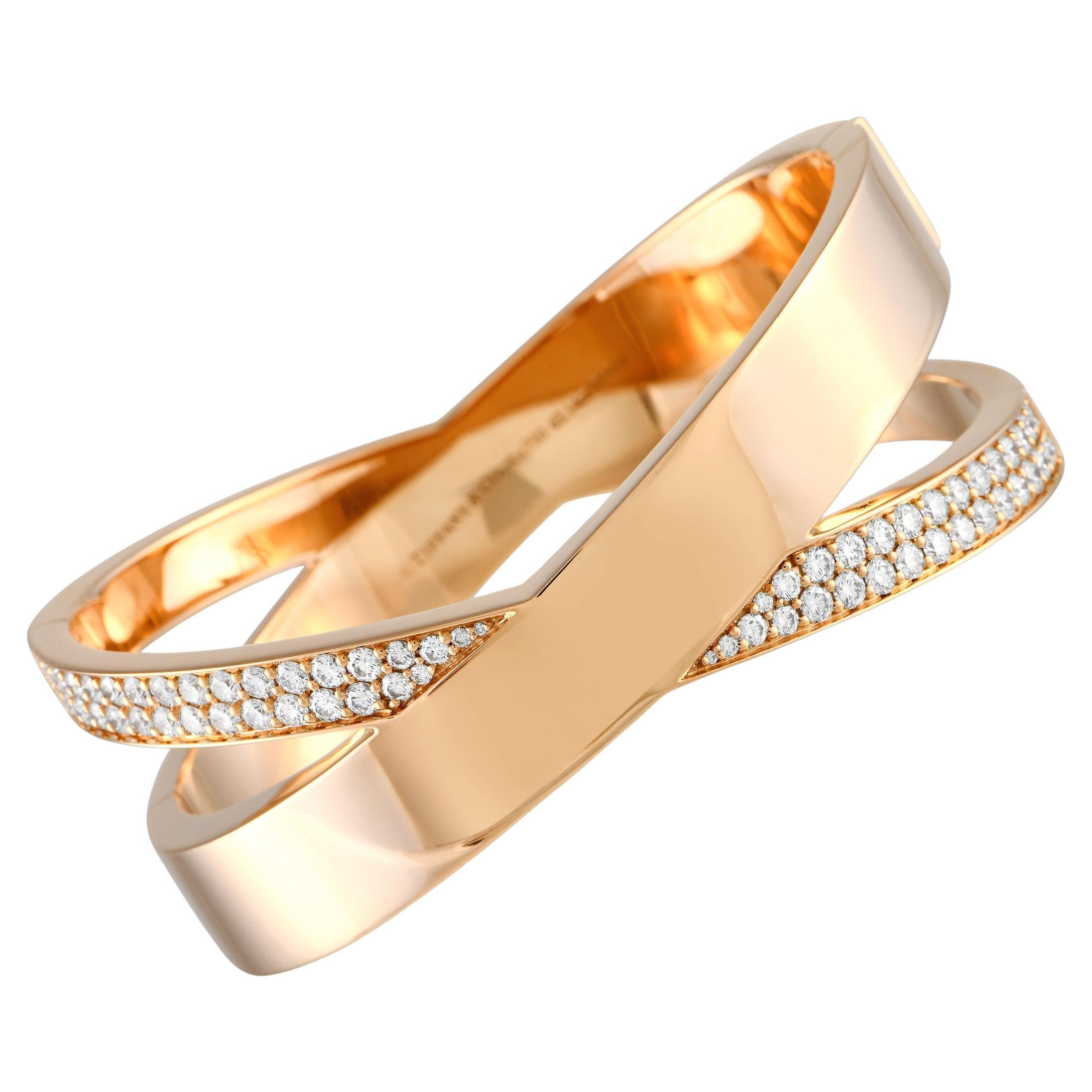 Tiffany & Co. Atlas 18K Rose Gold 2.14ct Diamond Bracelet For Sale
