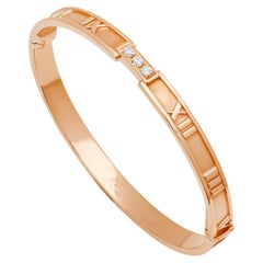 TIFFANY & Co. Atlas 18K Rose Gold 3 Diamond Bangle Bracelet