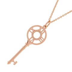 TIFFANY & Co. Atlas 18K Rose Gold Diamond Key Pendant Necklace