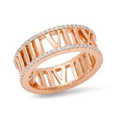 TIFFANY & Co. Atlas 18K Rose Gold Full Circle Diamond Open Ring 6