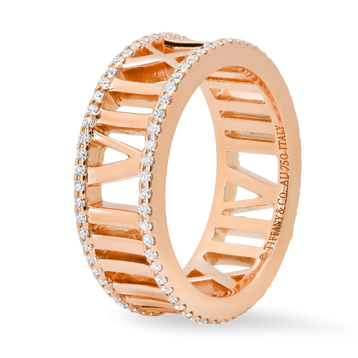 Taglio rotondo TIFFANY & Co. Atlas Anello aperto con diamanti a cerchio intero in oro rosa 18 carati 6 in vendita