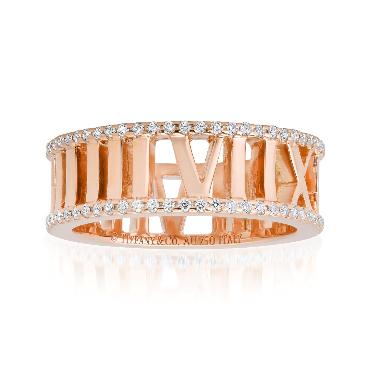 TIFFANY & Co. Atlas Anello aperto con diamanti a cerchio intero in oro rosa 18 carati 6 In condizioni ottime in vendita a Los Angeles, CA