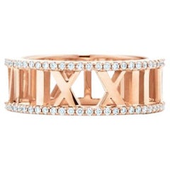 TIFFANY & Co. Atlas 18K Rose Gold Full Circle Diamond Open Ring 6