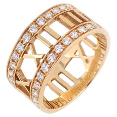 TIFFANY & Co. Atlas, bague ouverte en or rose 18 carats avec demi-cercle de diamants 5,5