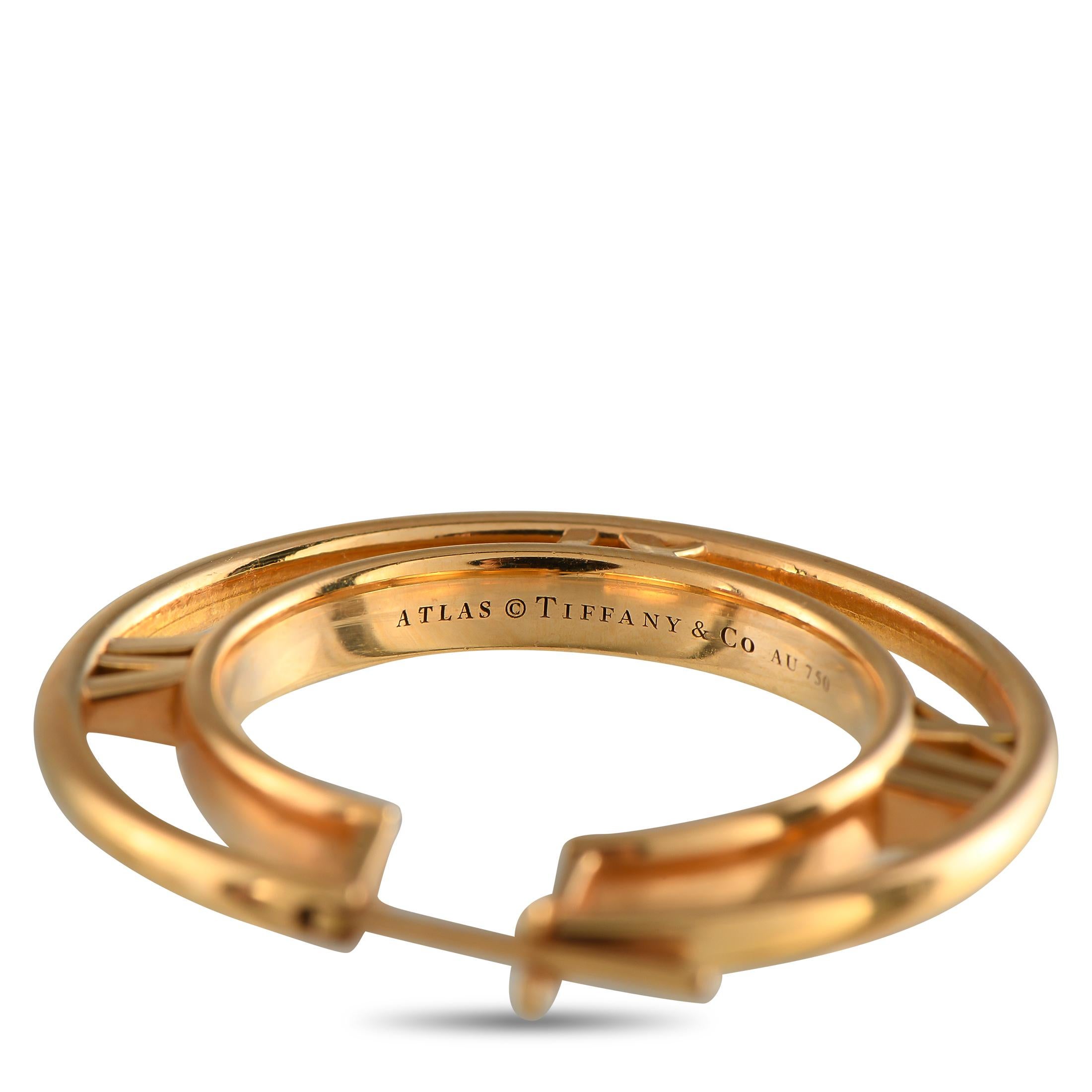 Tiffany & Co. Atlas 18K Rose Gold Hoop Earrings In Excellent Condition For Sale In Southampton, PA