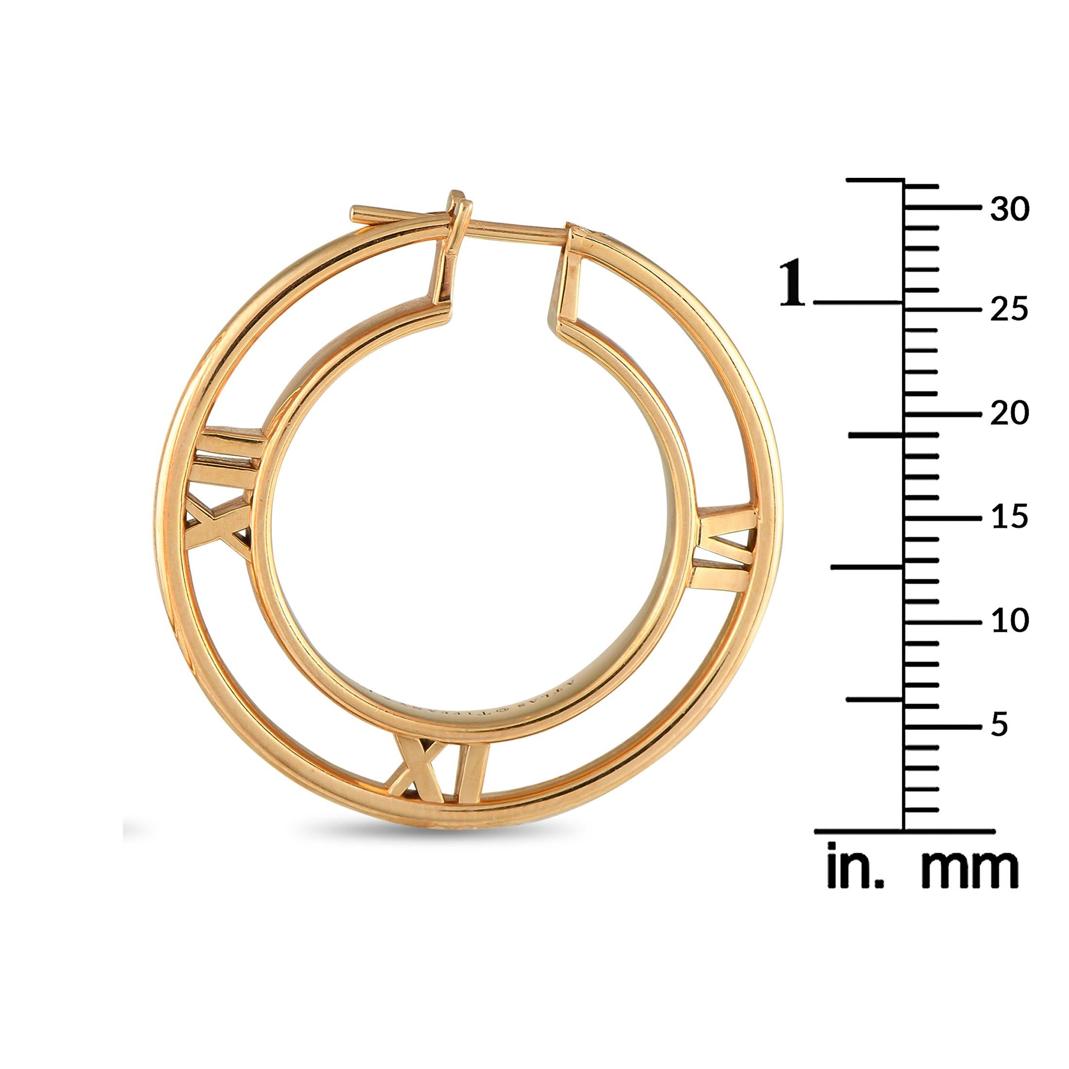 Women's Tiffany & Co. Atlas 18K Rose Gold Hoop Earrings For Sale