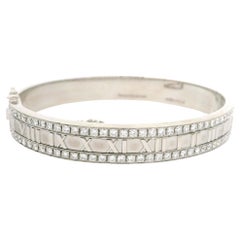 Tiffany & Co. Atlas Bracelet jonc en or blanc 18 carats avec chiffres romains et diamants de 2,46 carats