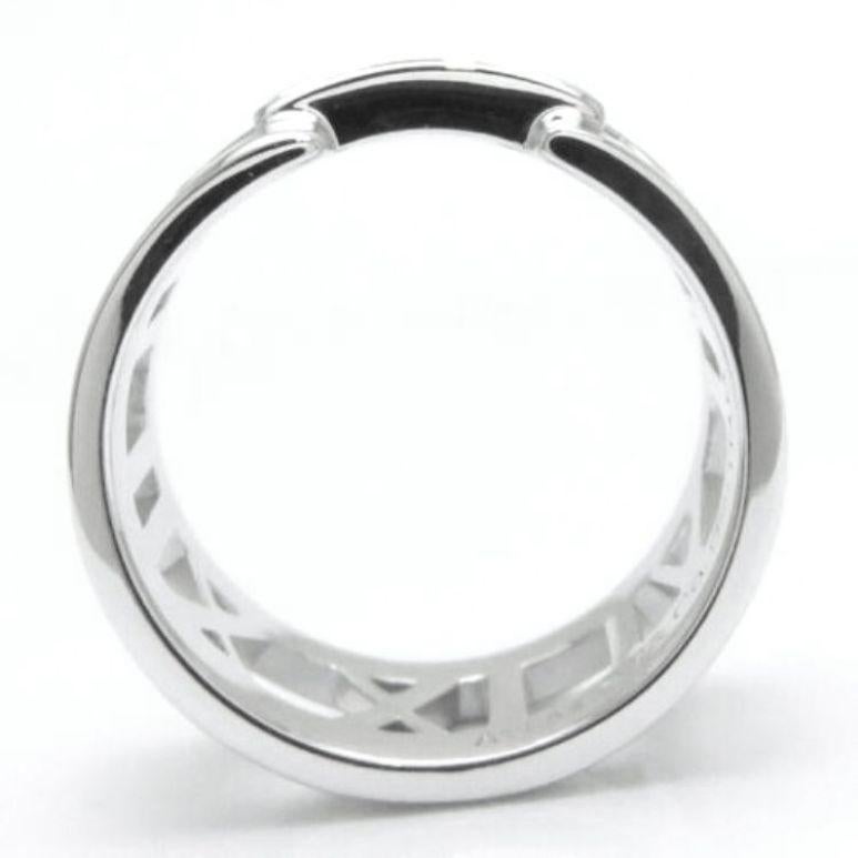 TIFFANY & Co. Atlas Bague ouverte en or blanc 18K avec 3 diamants 5 Excellent état - En vente à Los Angeles, CA