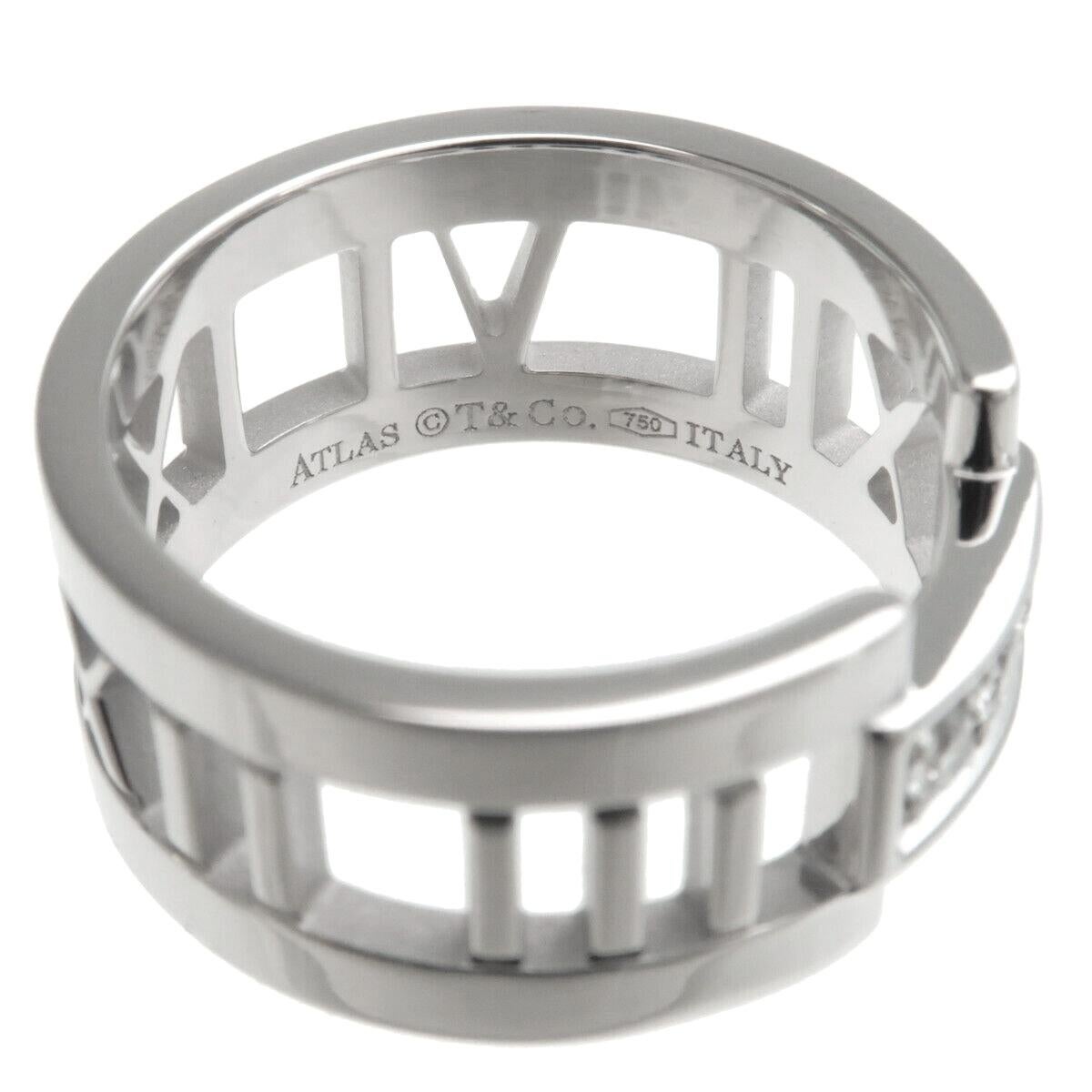TIFFANY & Co. Atlas Bague ouverte en or blanc 18K avec 3 diamants 5,5 Pour femmes en vente