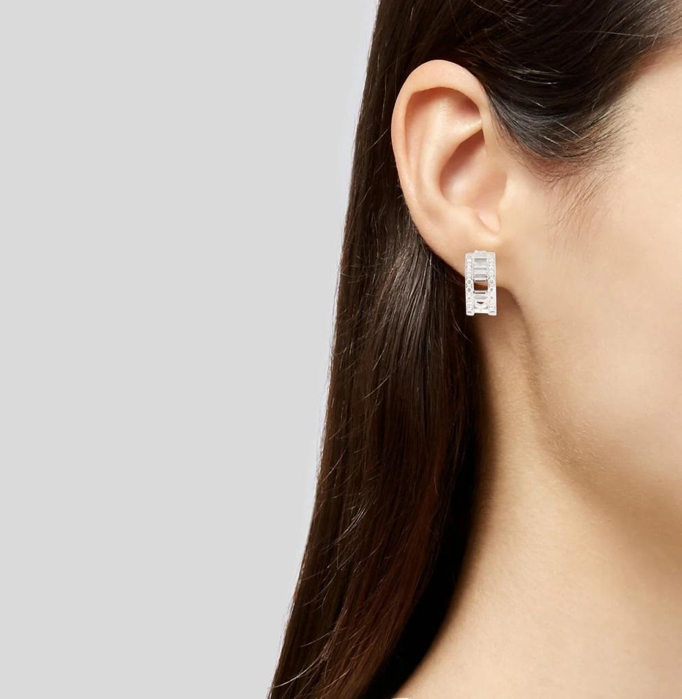 Women's TIFFANY & Co. Atlas 18K White Gold Diamond Hoop Earrings