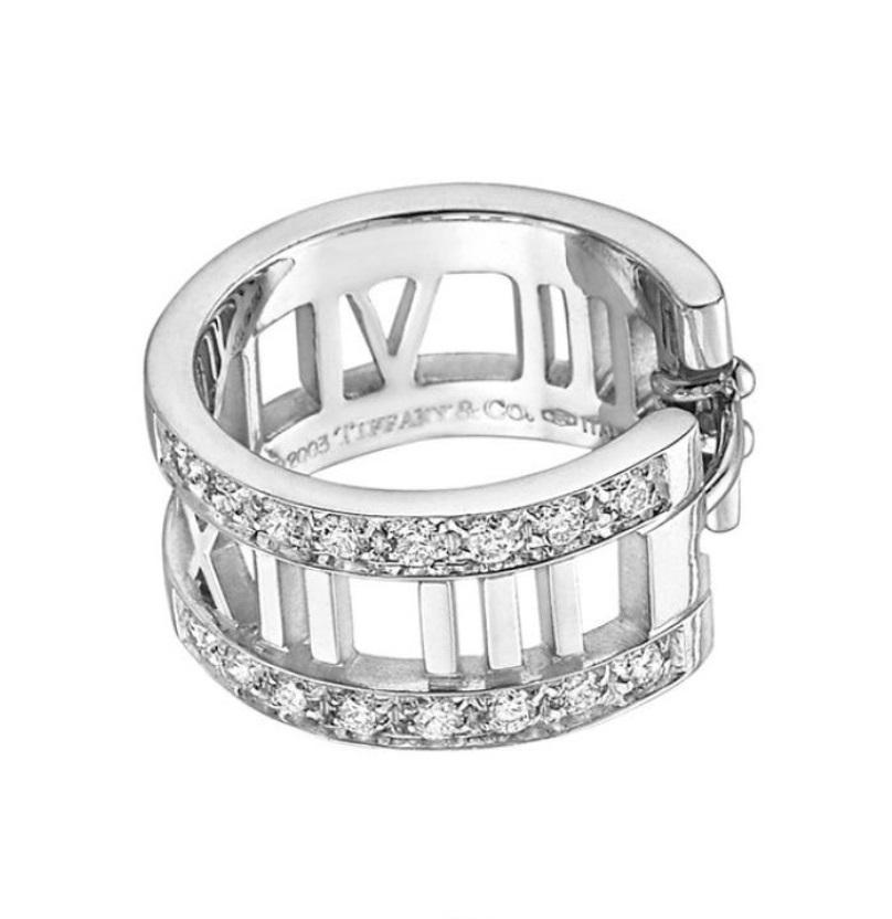 TIFFANY & Co. Atlas 18K White Gold Diamond Hoop Earrings 2
