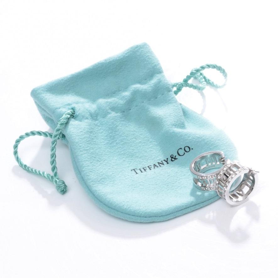TIFFANY & Co. Atlas 18K White Gold Diamond Hoop Earrings 3