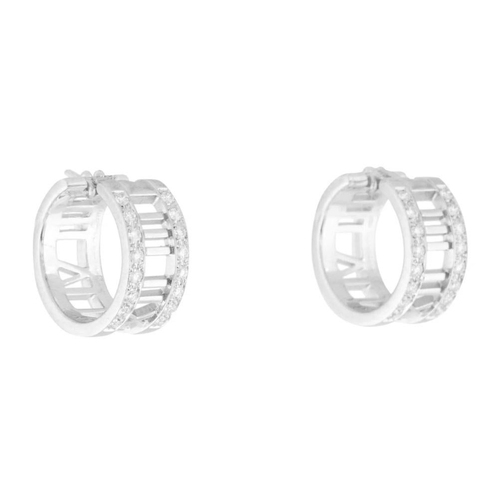 TIFFANY & Co. Atlas 18K White Gold Diamond Hoop Earrings 4