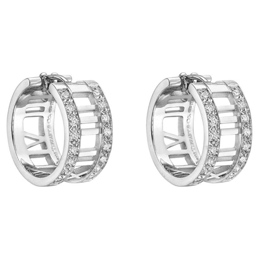 TIFFANY & Co. Atlas 18K White Gold Diamond Hoop Earrings