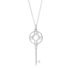 TIFFANY & Co. Atlas 18K White Gold Diamond Key Pendant Necklace