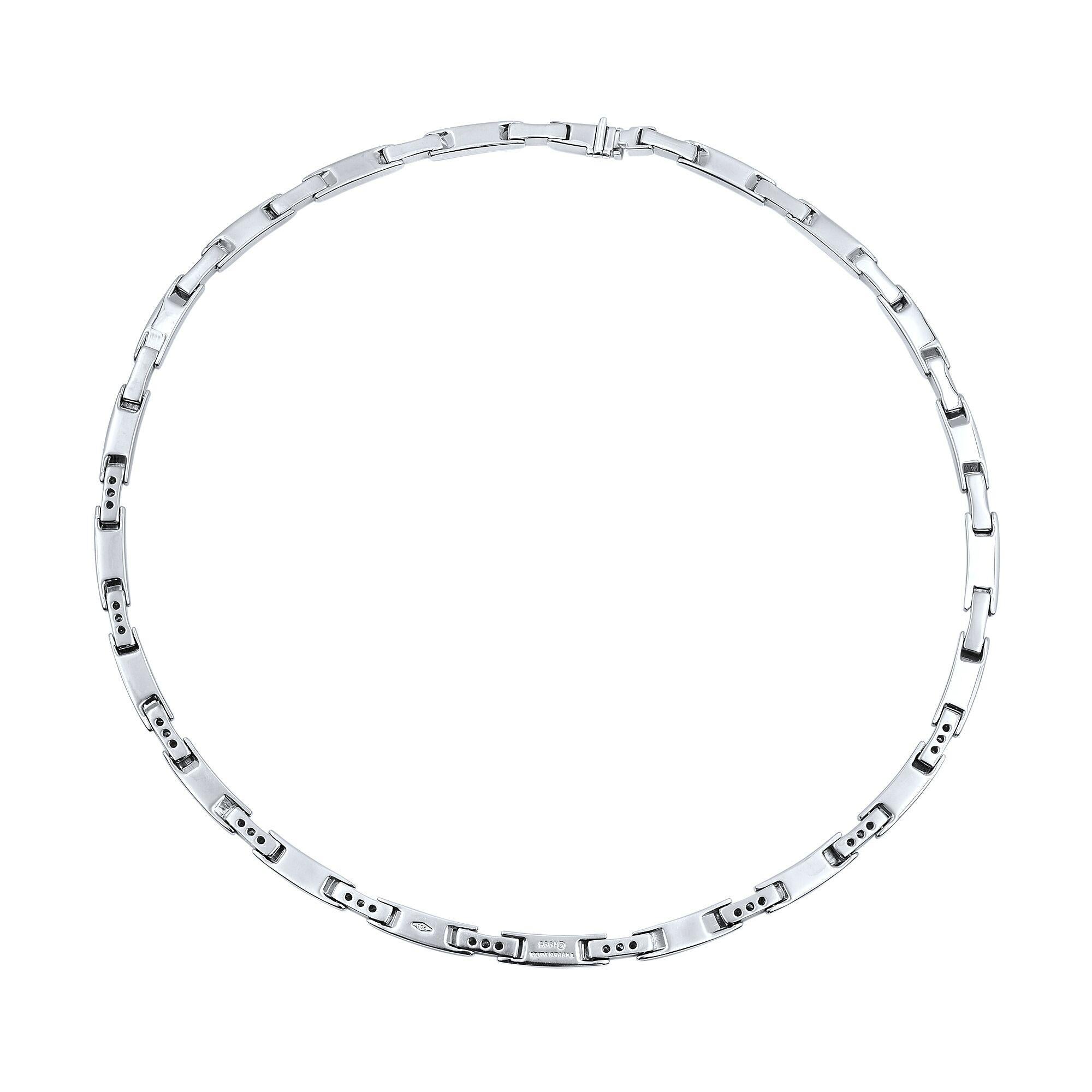 Round Cut Tiffany & Co. Atlas 18 Karat White Gold Diamond Necklace 1.50 Carat
