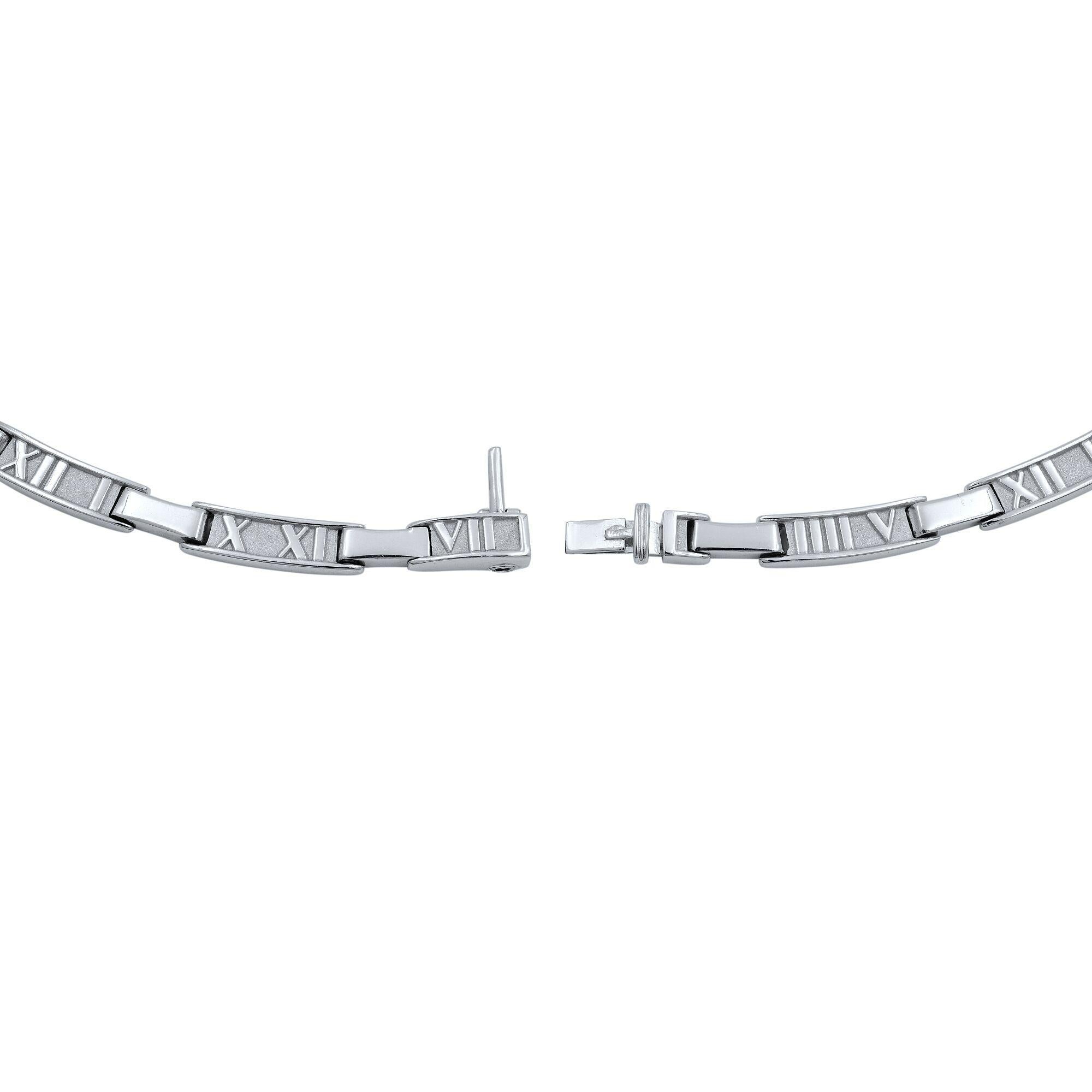 Tiffany & Co. Atlas 18 Karat White Gold Diamond Necklace 1.50 Carat In Excellent Condition In New York, NY