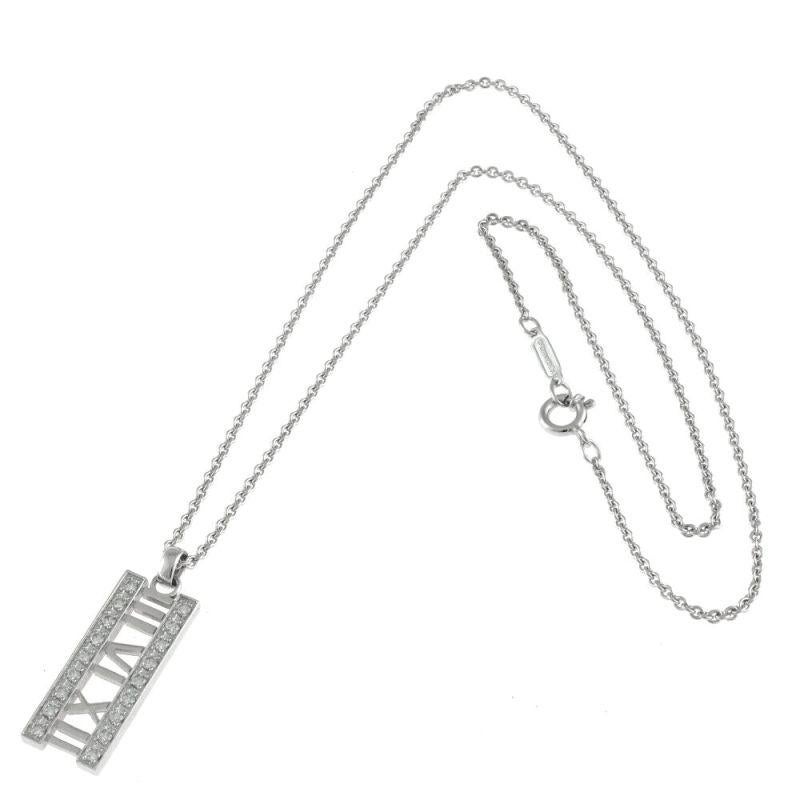 TIFFANY & Co. Atlas 18K White Gold Diamond Open Bar Pendant Necklace 1