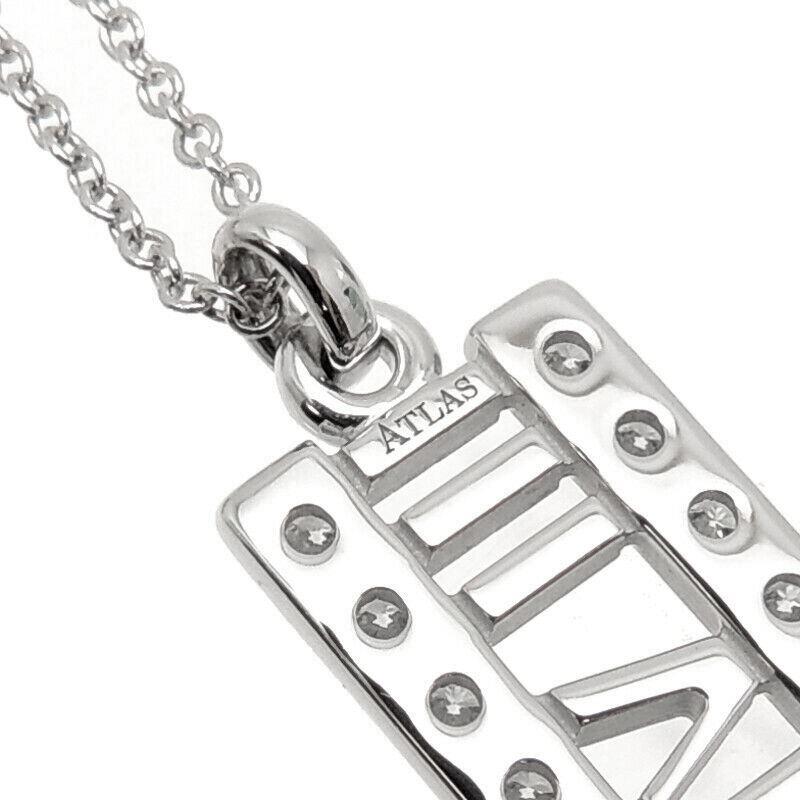 TIFFANY & Co. Atlas 18K White Gold Diamond Open Bar Pendant Necklace 3