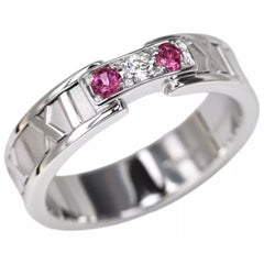 TIFFANY & Co. Atlas 18K White Gold Diamond Pink Sapphire Ring 4
