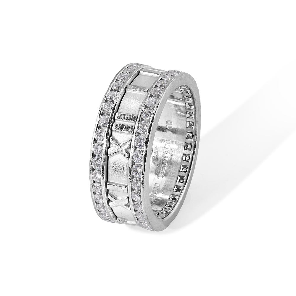 TIFFANY & Co. Atlas 18K Weißgold Vollkreis Diamantring 9,5 für Damen oder Herren im Angebot