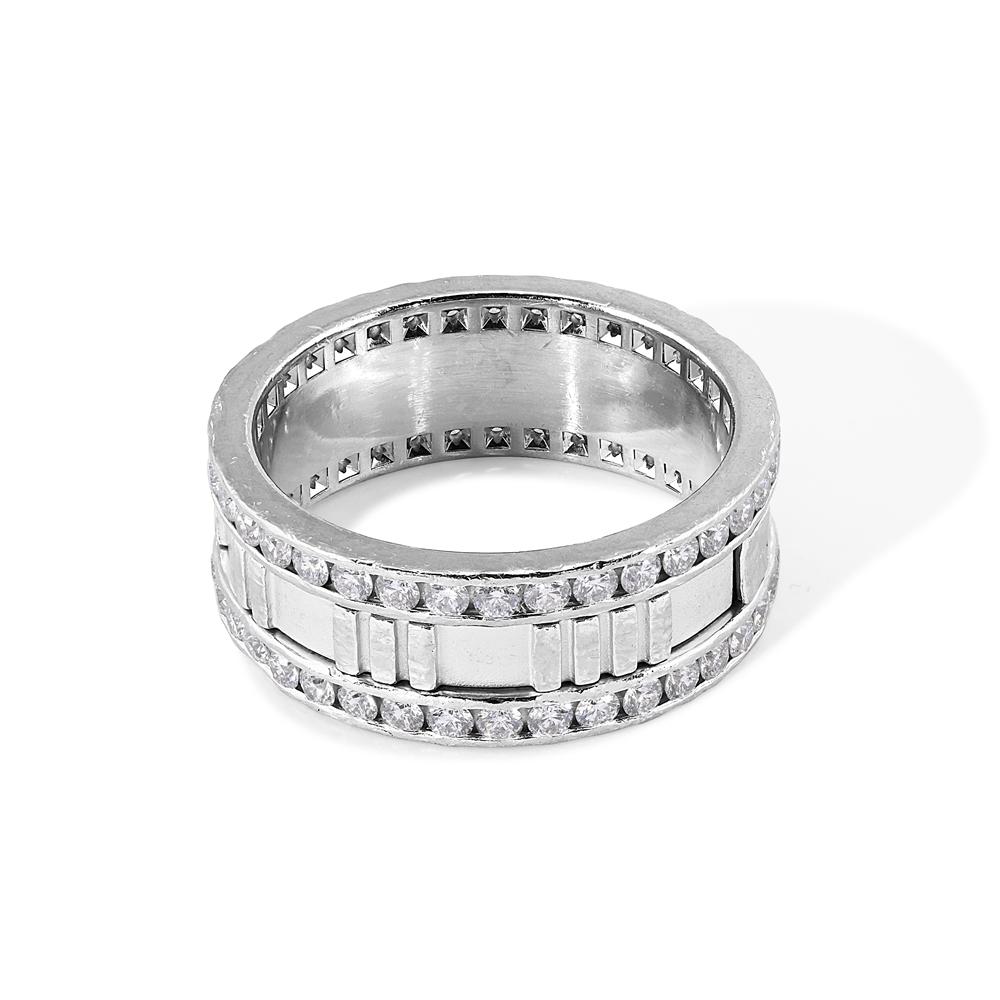 TIFFANY & Co. Atlas 18K Weißgold Vollkreis Diamantring 9,5 im Angebot 1